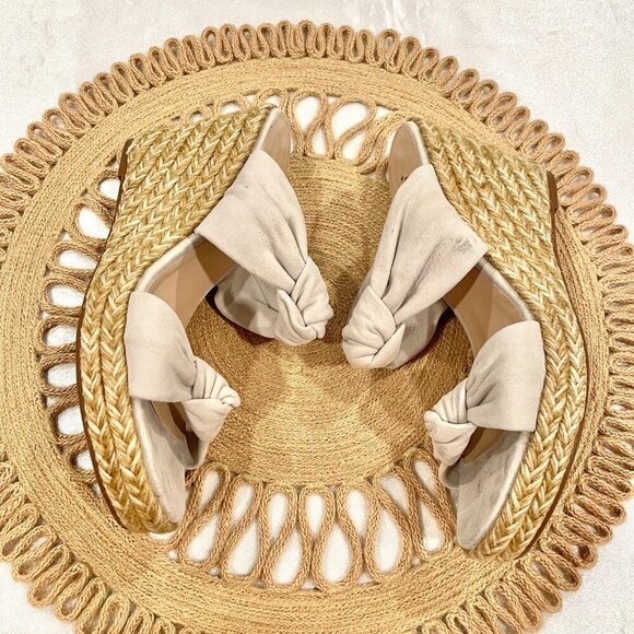 Stuart Weitzman Sarina Grey Suede Knotted Espadrille Wedge Sandals 7 Heeled - Picture 6 of 12